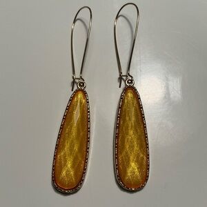 Yellow Pierced Dangle Drop Catherine Malandrino Earrings Gold Tone
